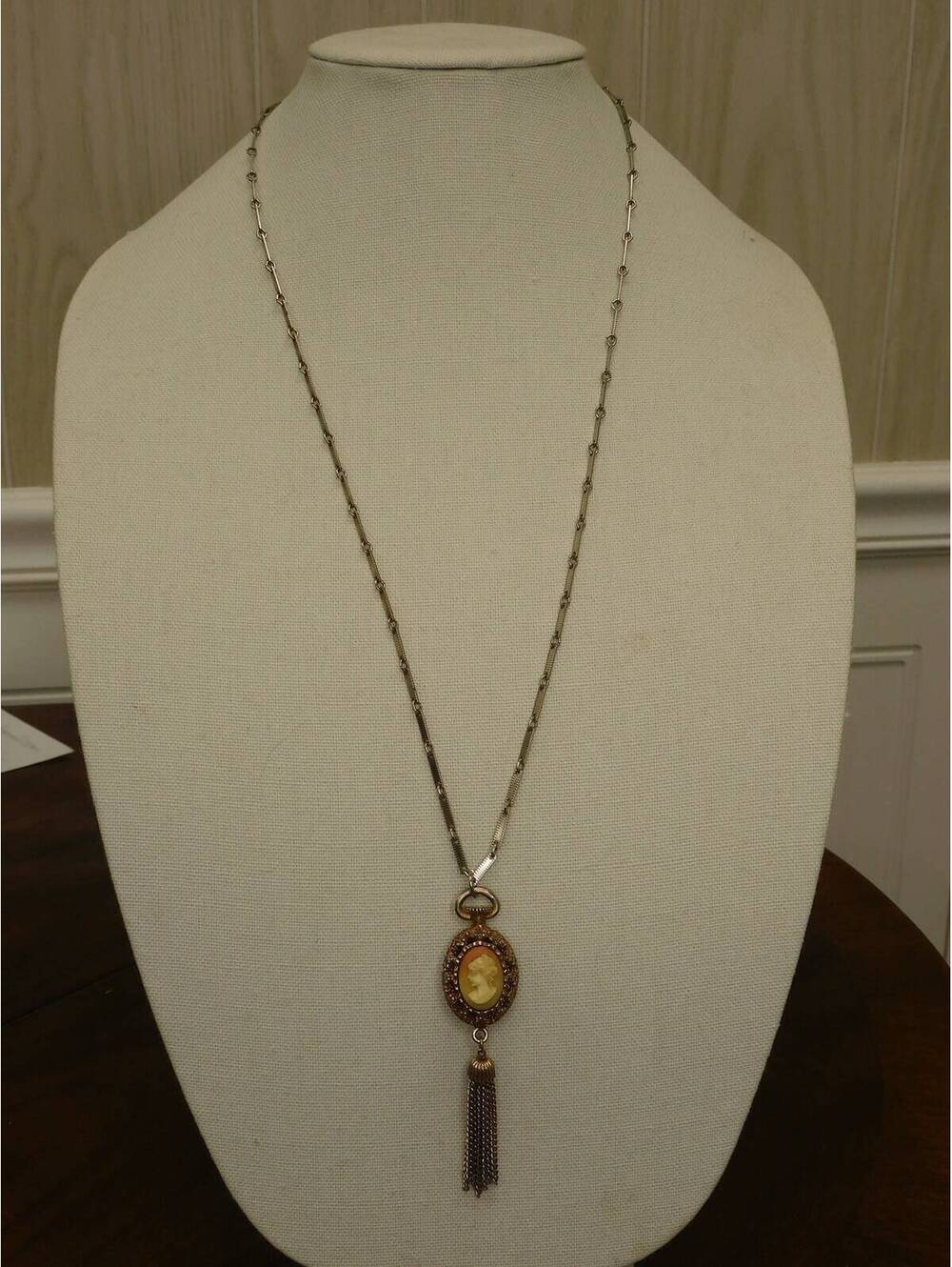 Vintage Cameo Necklace Tassel Costume